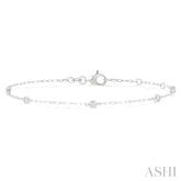 1/6 ctw Round Cut Diamond Paperclip Station Bracelet in 14K White Gold